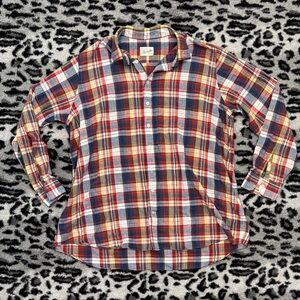 Red, Navy & Yellow Plaid Button-Down Shirt